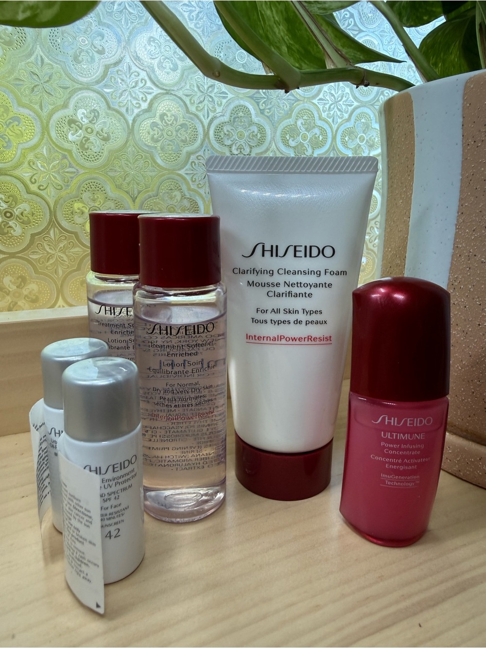 Shiseido Skincare Bundle of 6- Ultimune, Cleansing Foam, Treatment Softener